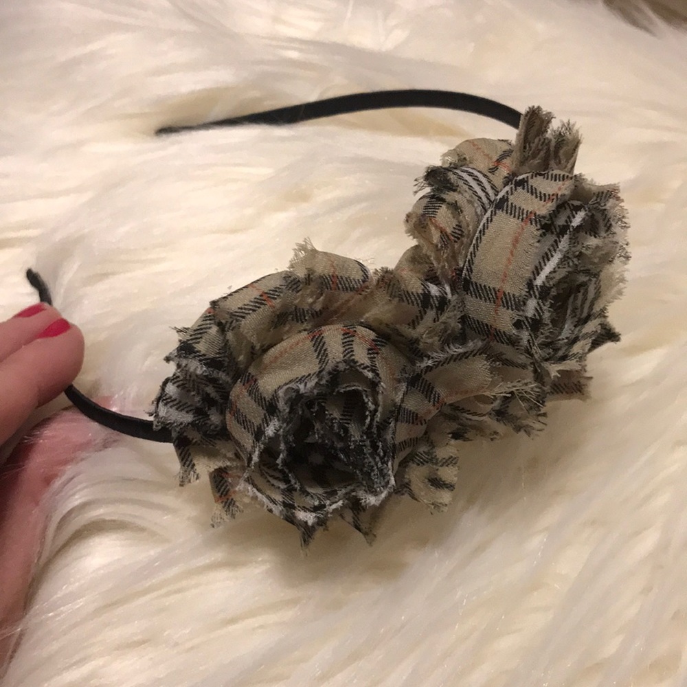 Girls plaid headband w blk band